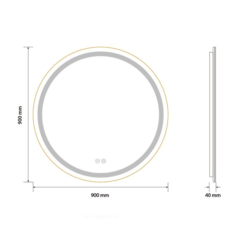 Oglinda Led, Dezaburire, Buton Touch, Cadru auriu, sticla 5 mm, 3 Culori, Intensitate reglabila, dimensiuni 80, 90 cm, Cezara