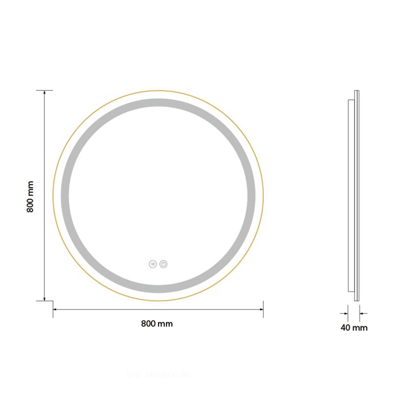 Oglinda Led, Dezaburire, Buton Touch, Cadru auriu, sticla 5 mm, 3 Culori, Intensitate reglabila, dimensiuni 80, 90 cm, Cezara