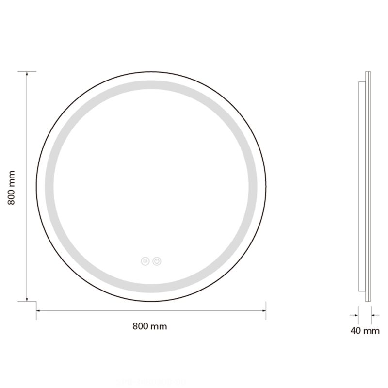 Oglinda Led, Dezaburire, Buton Touch, sticla 5 mm, Cadru negru, 3 Culori, Intensitate reglabila, dimensiuni 80, 90 cm, Cezara