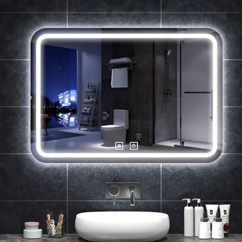 Oglinda Led, Dezaburire si Buton Touch, 3 Culori, Intensitate reglabila, dimensiuni 40-60x60-140 cm, Feliz