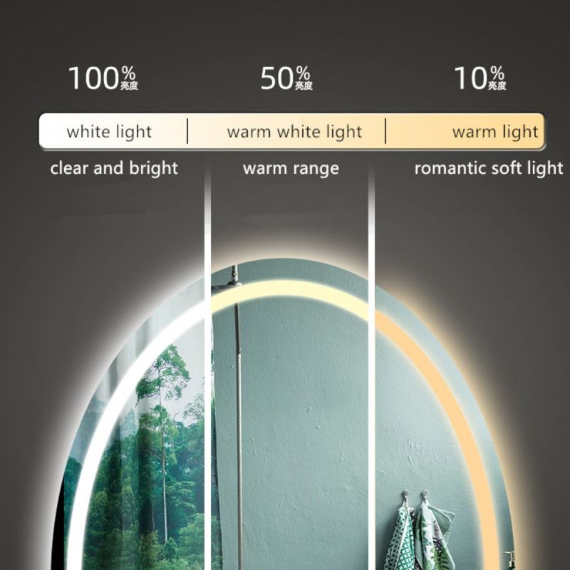 Oglinda Led, Dezaburire si Buton Touch, 3 Culori, Intensitate reglabila, dimensiuni 50-75x70-100 cm, Fiesta
