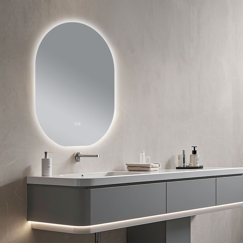 Oglinda Led, Dezaburire si Buton Touch, 5 mm, 3 Culori, Intensitate reglabila, dimensiuni de 60x80 si 70x100 cm, Fiore