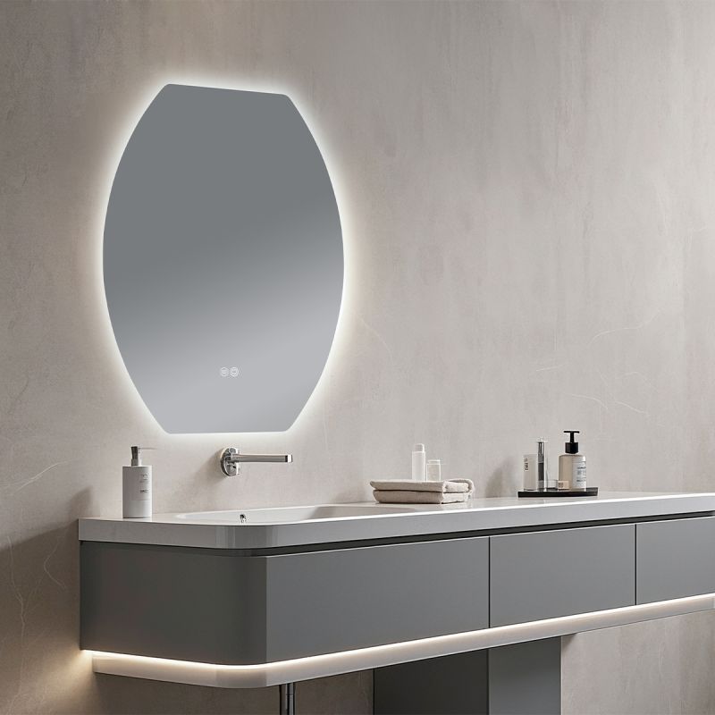 Oglinda Led, Dezaburire si Buton Touch, 5 mm, 3 Culori, Intensitate reglabila, dimensiuni de 60x80 si 70x100 cm, Luna