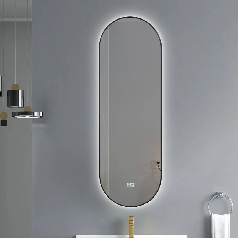 Oglinda Led, Resigilat, Dezaburire, 3 Culori, Touch, 5 mm, cadru ultra-slim negru, dimensiuni 100x50 cm, Victoria