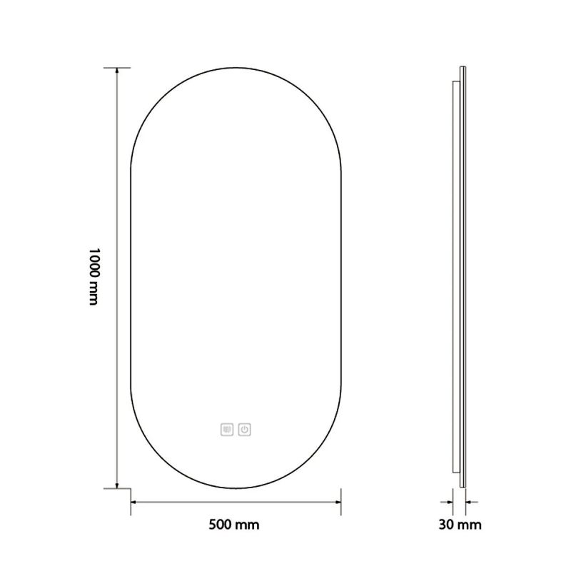 Oglinda Led, Resigilat, Dezaburire, 3 Culori, Touch, 5 mm, cadru ultra-slim negru, dimensiuni 100x50 cm, Victoria