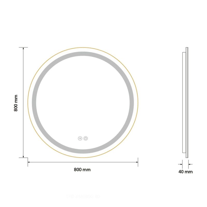 Oglinda Led, Resigilat, Dezaburire, Touch, Cadru auriu, sticla 5 mm, 3 Culori, Intensitate reglabila, dimensiuni 80 cm, Cezara
