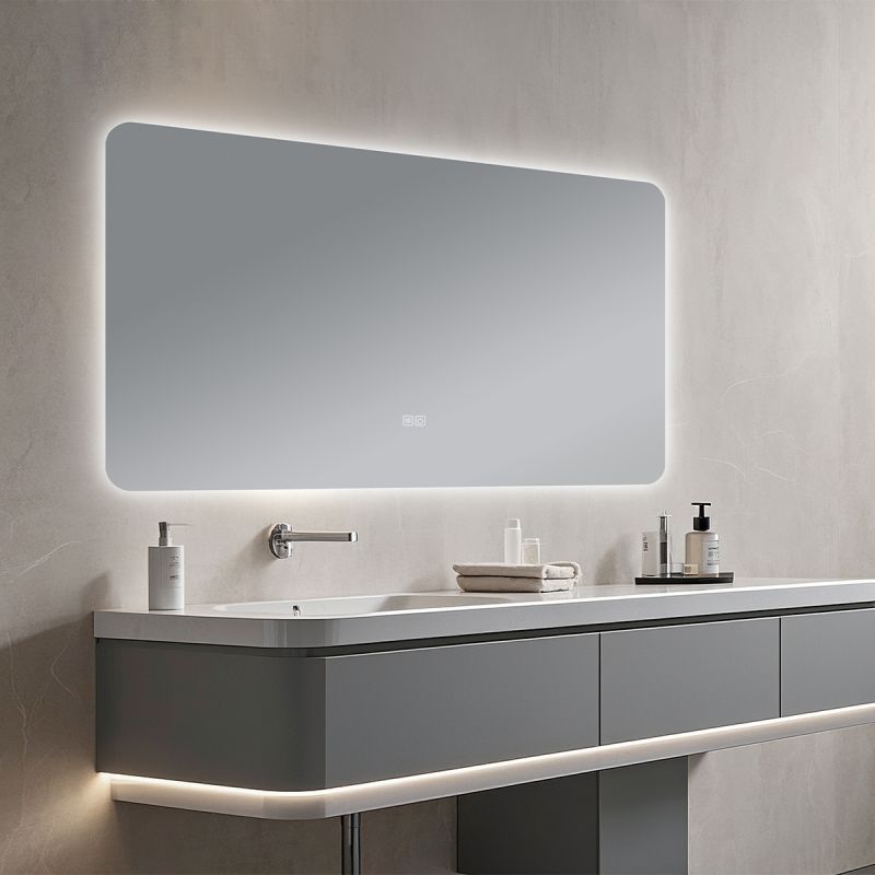 Oglinda pentru baie cu LED, dezaburire si intrerupator touch, 5 mm, dimensiuni: 60-70x80-140 cm, 3 culori reglabile, Louie