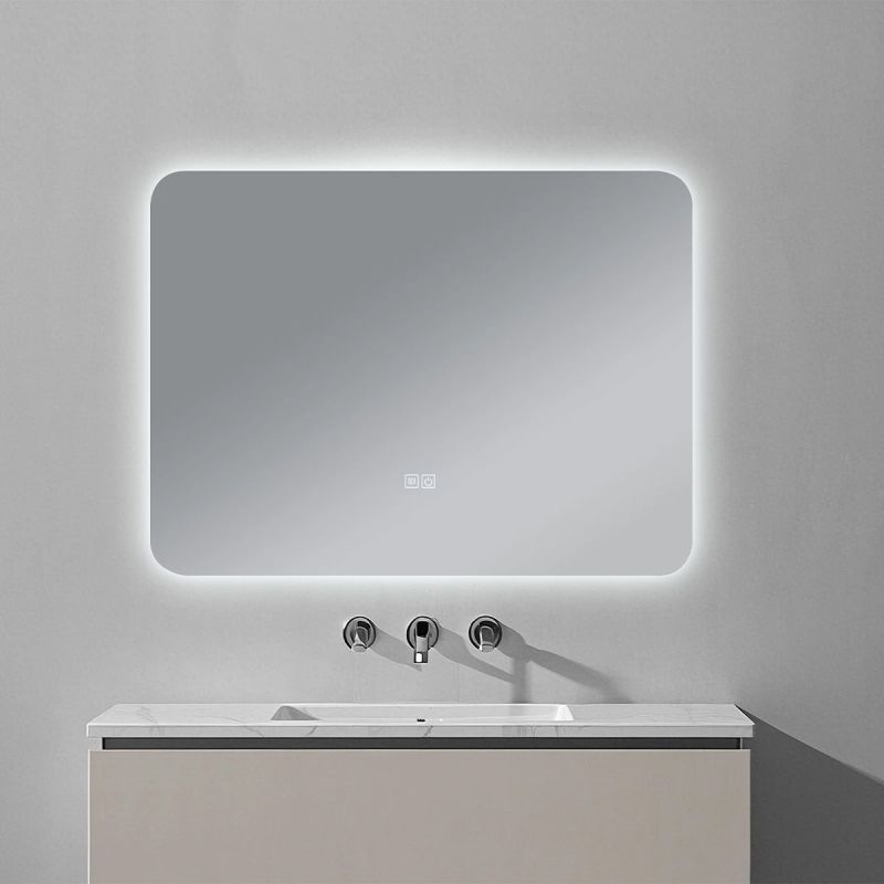 Oglinda pentru baie cu LED, Resigilat, dezaburire si intrerupator touch, 5 mm, dimensiuni: 90x70cm, 3 culori reglabile, Louie