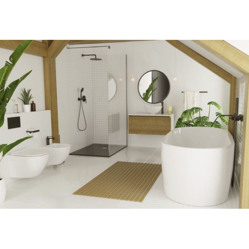 Oglinda rotunda, cadru negru, dimensiuni intre 70-90 cm, Ego-Ventura