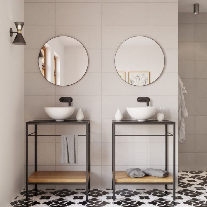Oglinda rotunda, cadru negru, dimensiuni intre 70-90 cm, Ego-Ventura