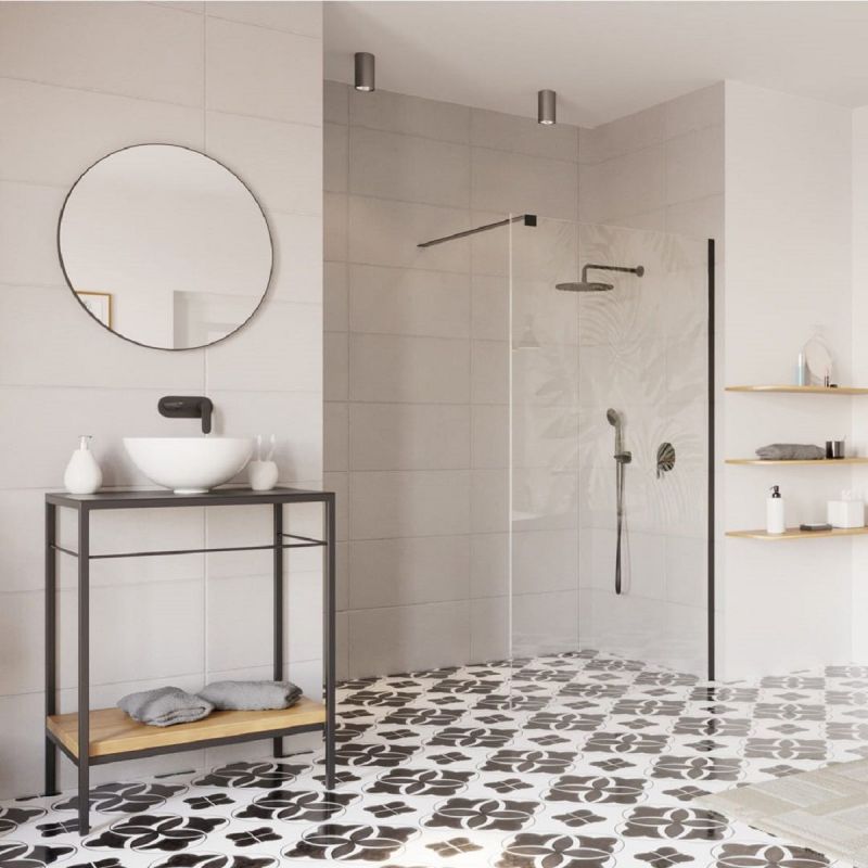 Oglinda rotunda, cadru negru, dimensiuni intre 70-90 cm, Ego-Ventura