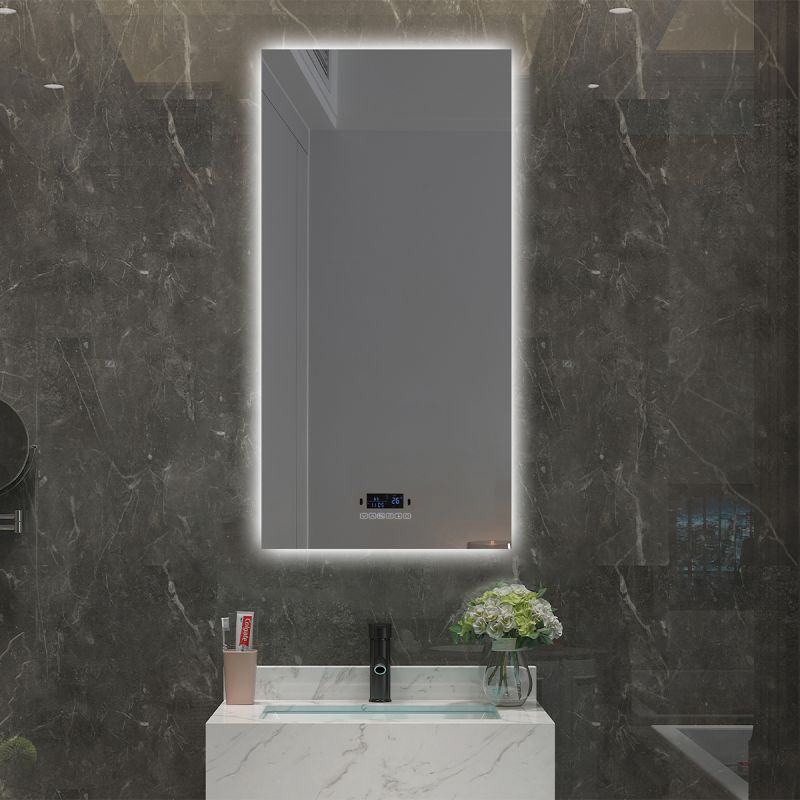 Oglinda Smart Led, Bluetooth, 3 Culori, 5 mm, senzor, afisaj timp, temperatura, dezaburire, Touch, 60-70x80-140 cm, Rubin