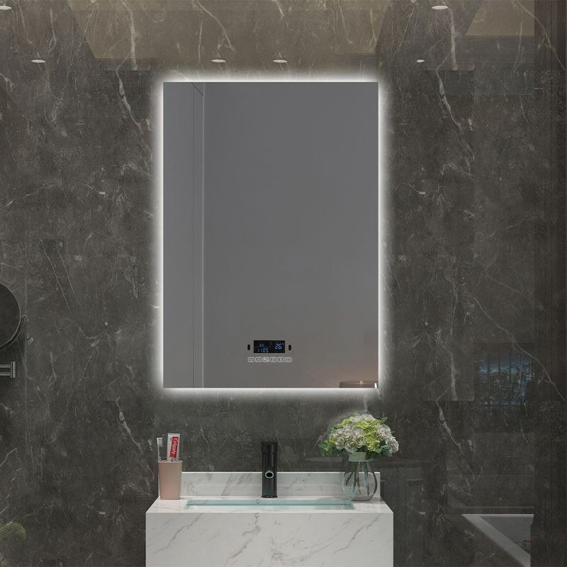 Oglinda Smart Led, Bluetooth, 3 Culori, 5 mm, senzor, afisaj timp, temperatura, dezaburire, Touch, 60-70x80-140 cm, Rubin