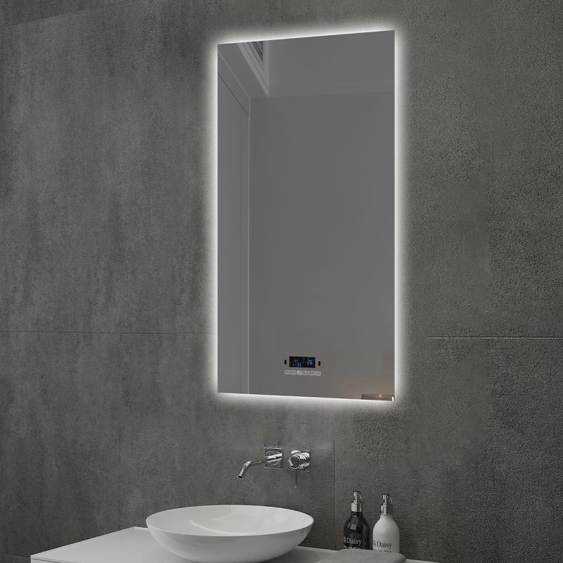 Oglinda Smart Led, Bluetooth, 3 Culori, 5 mm, senzor, afisaj timp, temperatura, dezaburire, Touch, 60-70x80-140 cm, Rubin