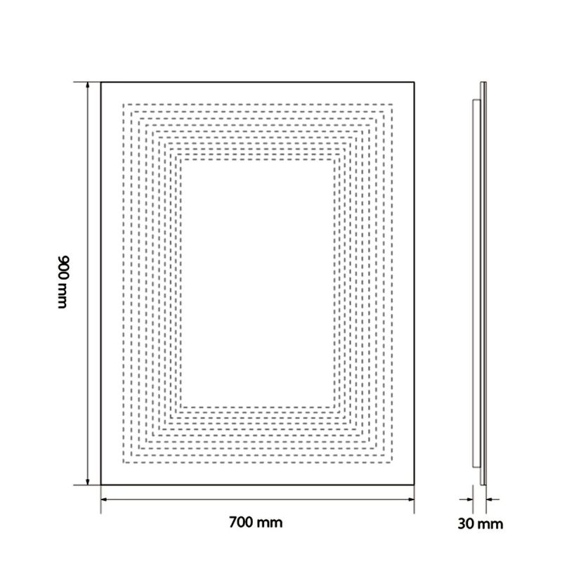 Oglinda smart, Led, dezaburire, buton touch, sticla 5 mm, 3 culori, intensitate reglabila, dimensiuni 70 x 90 cm, Zafira