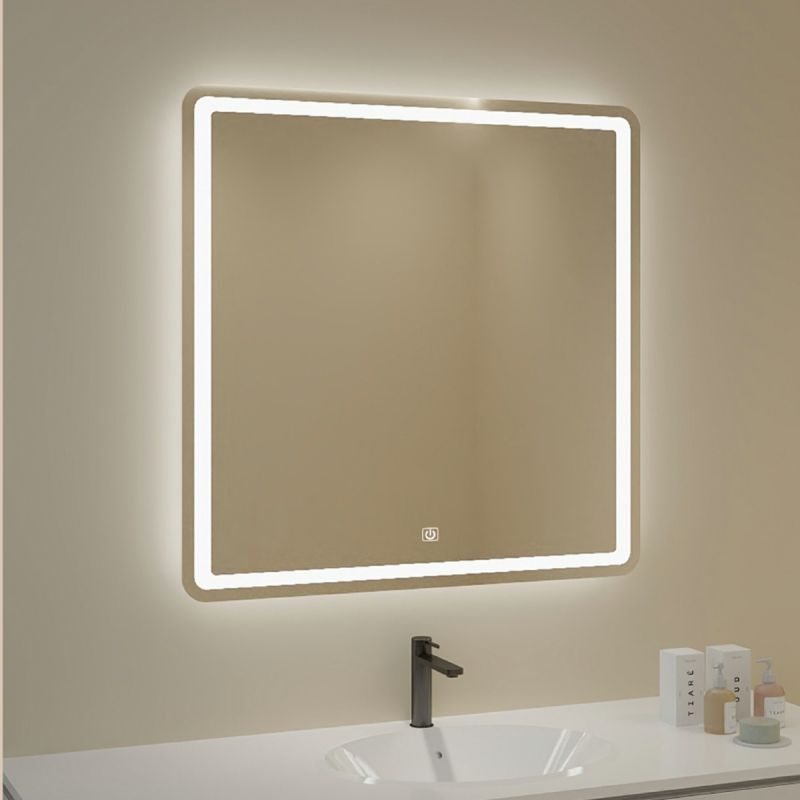 Oglinda smart Led, sticla 5 mm, dezaburire, buton touch, 3 culori, dimensiune 90x90 cm, Nivo
