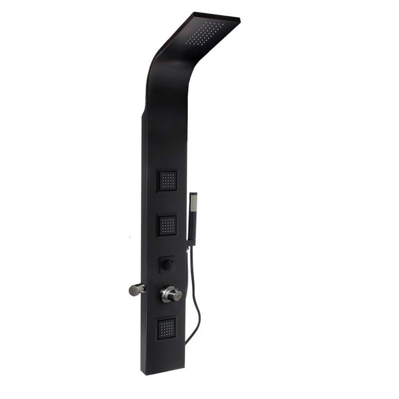 Panel de dus din aluminiu, 7801, Negru Mat, Design Deosebit, Hidromasaj, cu sau fara Termostat