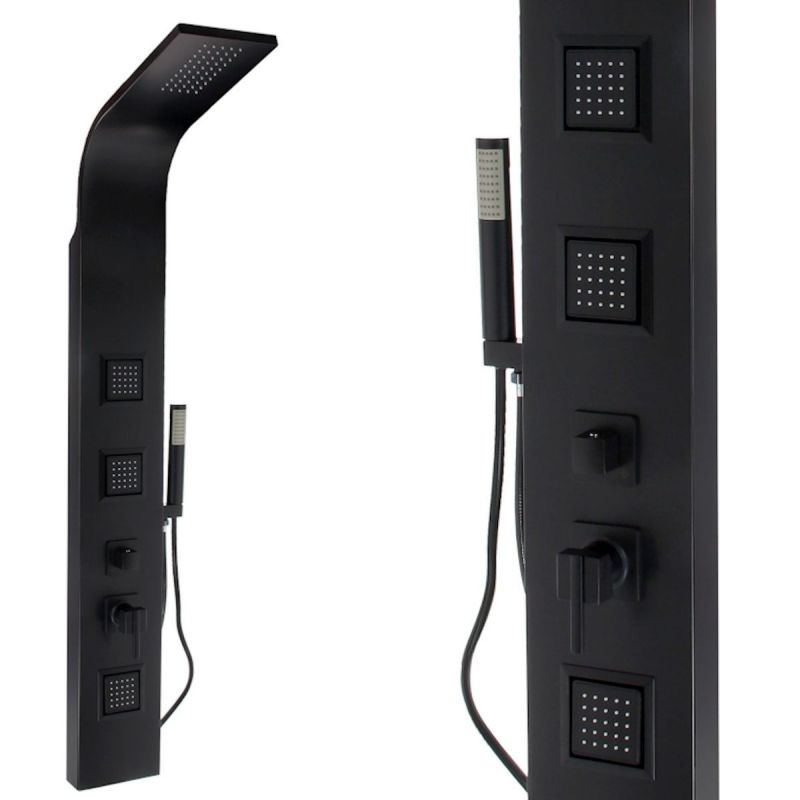 Panel de dus din aluminiu, 7801, Negru Mat, Design Deosebit, Hidromasaj, cu sau fara Termostat