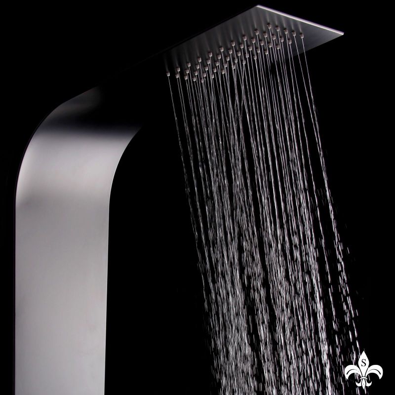 Panel de dus din aluminiu, 7801, Negru Mat, Design Deosebit, Hidromasaj, cu sau fara Termostat