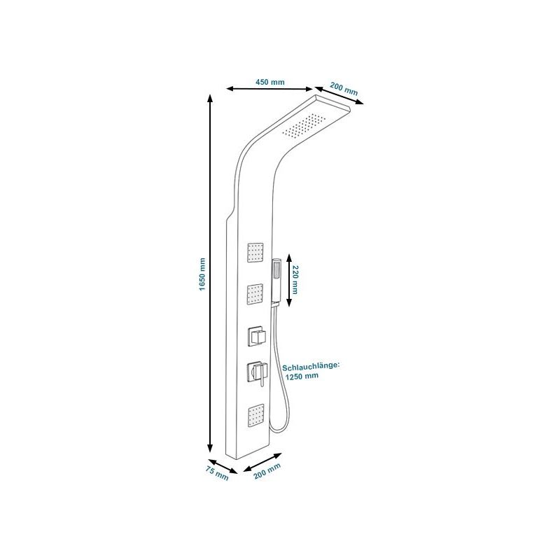 Panel de dus din aluminiu, 7801, Negru Mat, Design Deosebit, Hidromasaj, cu sau fara Termostat