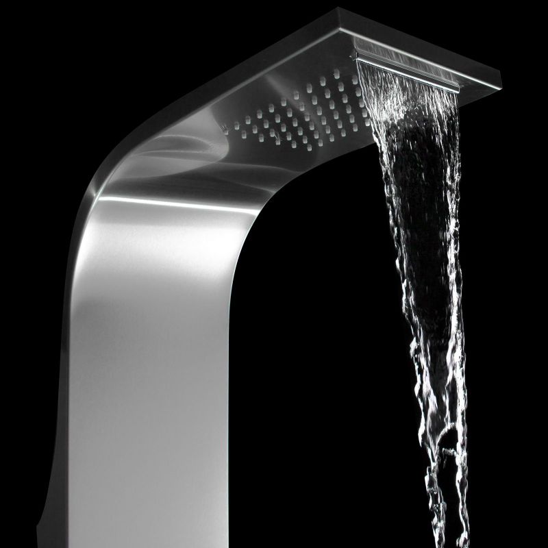 Panel de dus EGO-423S, Raft integrat, otel inoxidabil, Ploaie, Cascada si hidromasaj, finisaj crom