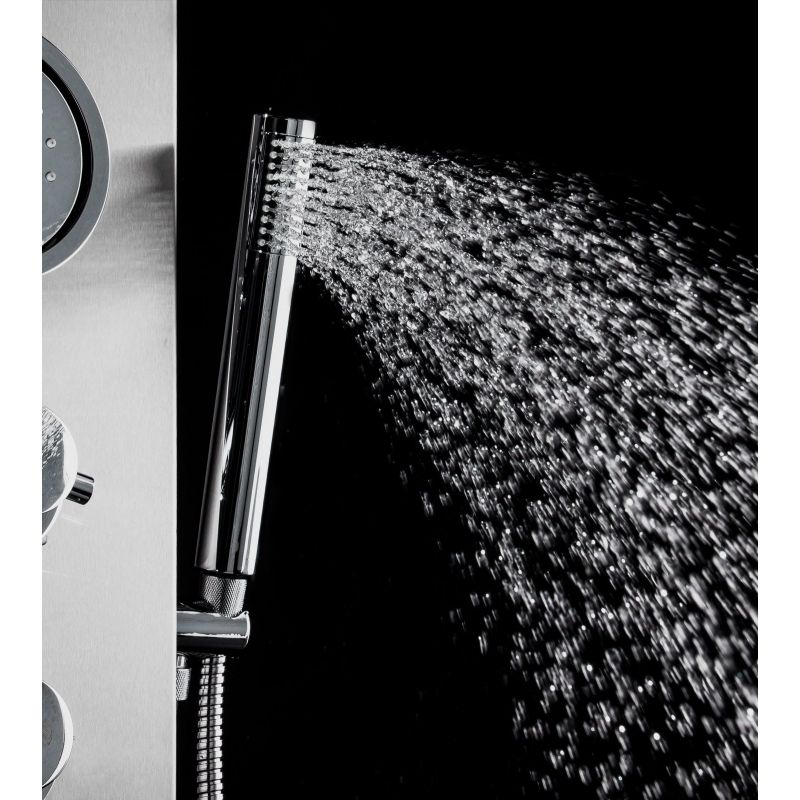 Panel de dus EGO-423S, Raft integrat, otel inoxidabil, Ploaie, Cascada si hidromasaj, finisaj crom