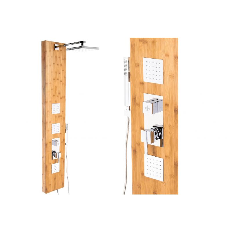Panel de dus Exclusivist, Bambus Natural, Hidromasaj, cu sau fara Termostat