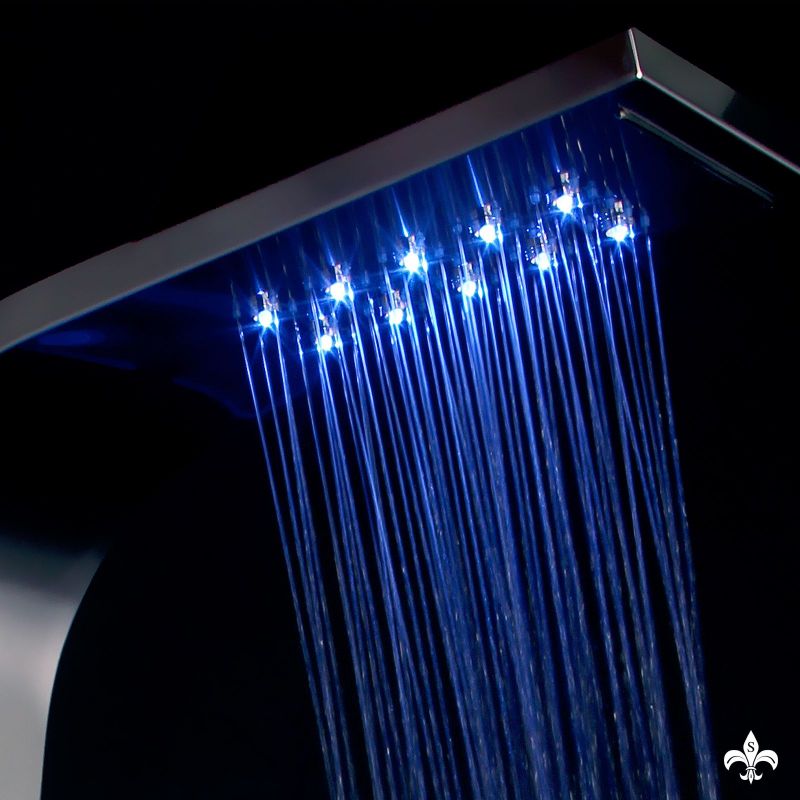 Panel dus EGO-9304, iluminare LED, cu sau fara Termostat, otel inoxidabil, finisaj crom, Cascada, ploaie si hidromasaj