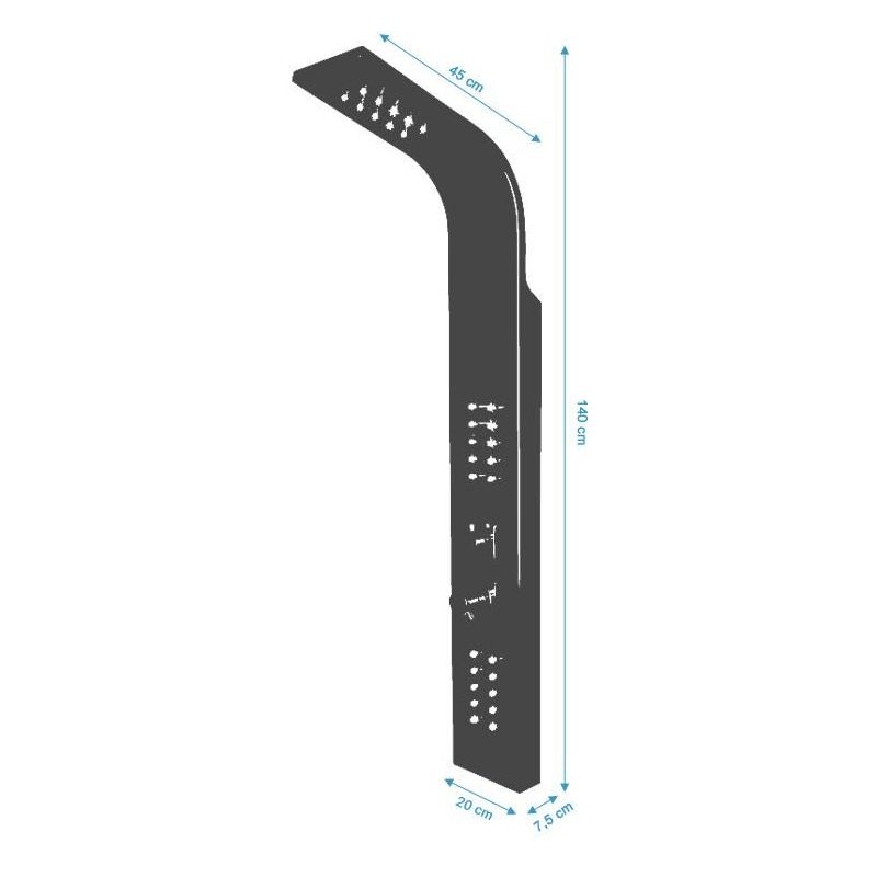 Panel dus EGO-9304, iluminare LED, cu sau fara Termostat, otel inoxidabil, finisaj crom, Cascada, ploaie si hidromasaj