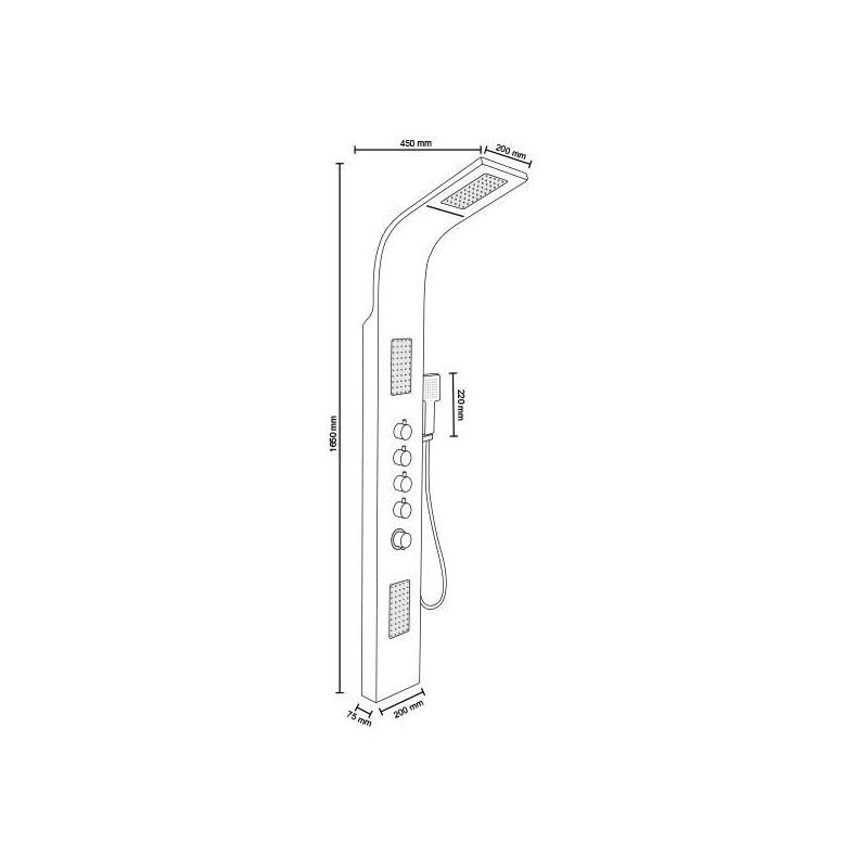 Panel dus EGO-9997, iluminare LED , cu sau fara Termostat si RGB, otel inoxidabil, finisaj crom, Cascada,  ploaie si hidromasaj