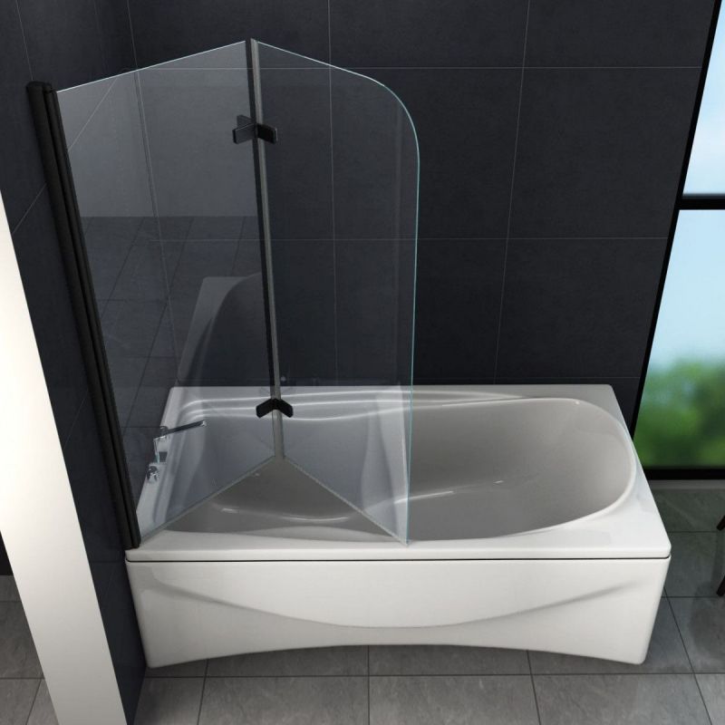 Paravan cada EGO-Sola, pliabil ,120 x 140 cm, sticla 6 mm, tratament Nano Easy Clean, finisaj negru