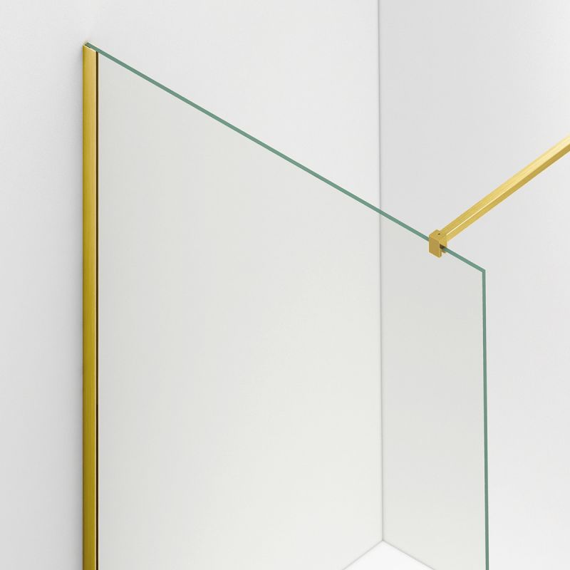 Paravan cada, fix, transparent, profile Auriu Mat, sticla securizata 8 mm, 80-90x150 cm , Nora