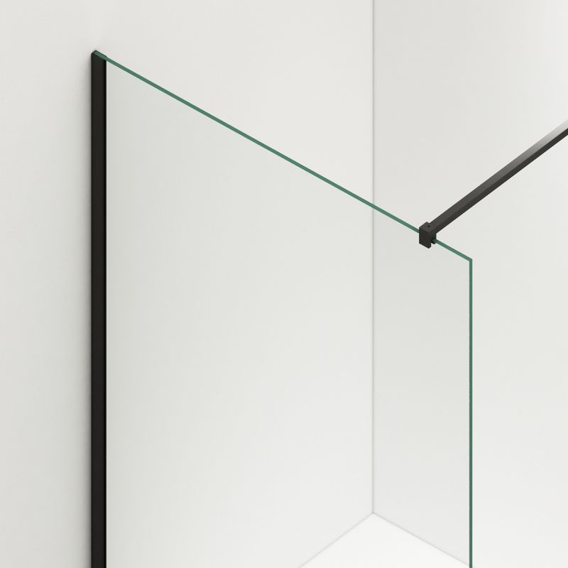 Paravan cada, fix, transparent, profile Negru Mat, sticla securizata 8 mm, 80-90x150 cm , Nora