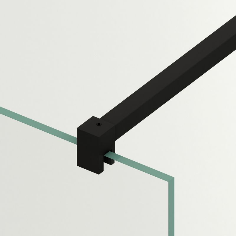 Paravan cada, fix, transparent, profile Negru Mat, sticla securizata 8 mm, 80-90x150 cm , Nora