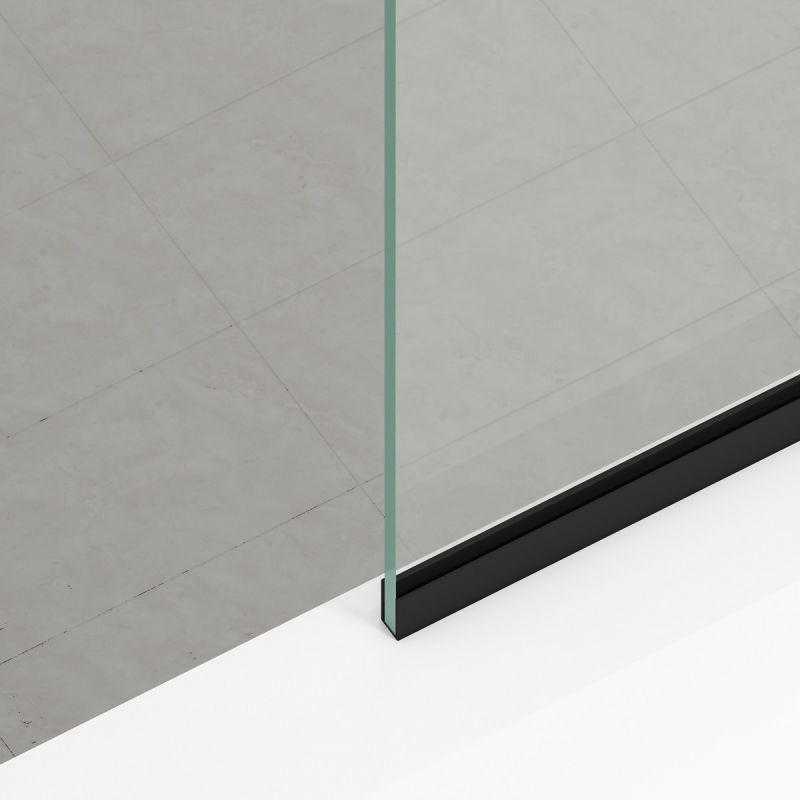 Paravan cada, fix, transparent, profile Negru Mat, sticla securizata 8 mm, 80-90x150 cm , Nora