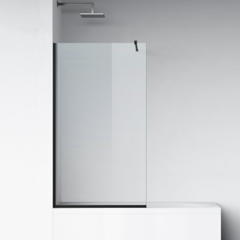 Paravan cada, fix, transparent, profile Negru Mat, sticla securizata 8 mm, 80-90x150 cm , Nora