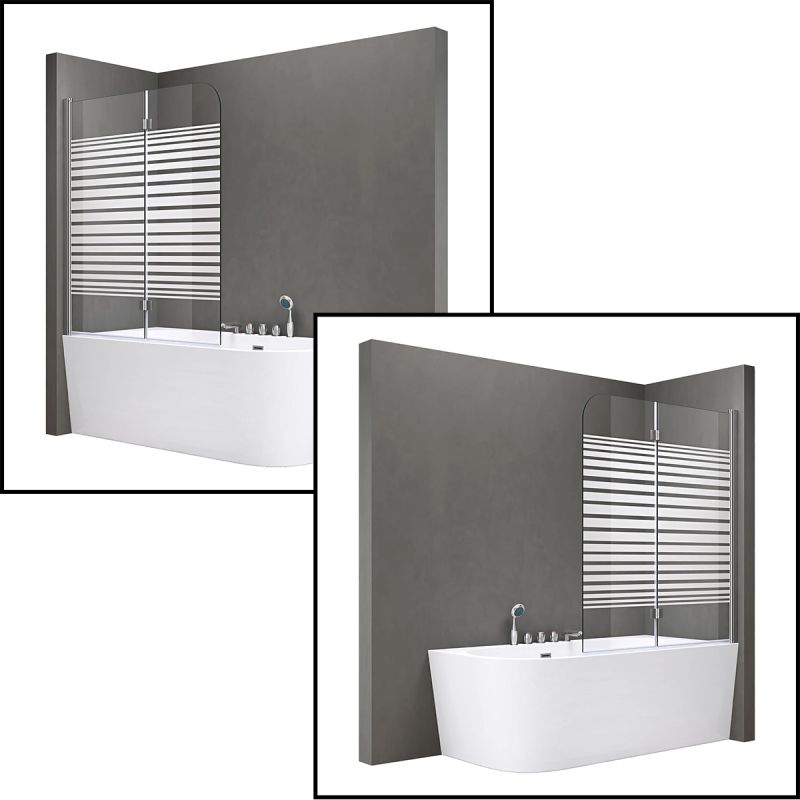 Paravan cada pliabil EGO-1408S, 120x140 cm, sticla sablata partial 6 mm, pivotant 180°, tratament Nano Easy Clean