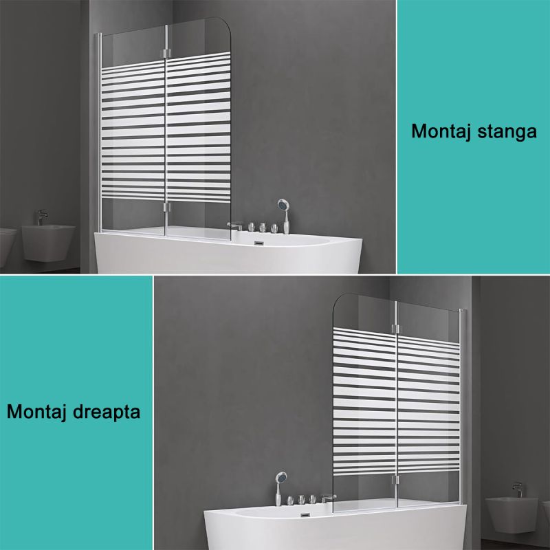 Paravan cada pliabil EGO-1408S, 120x140 cm, sticla sablata partial 6 mm, pivotant 180°, tratament Nano Easy Clean