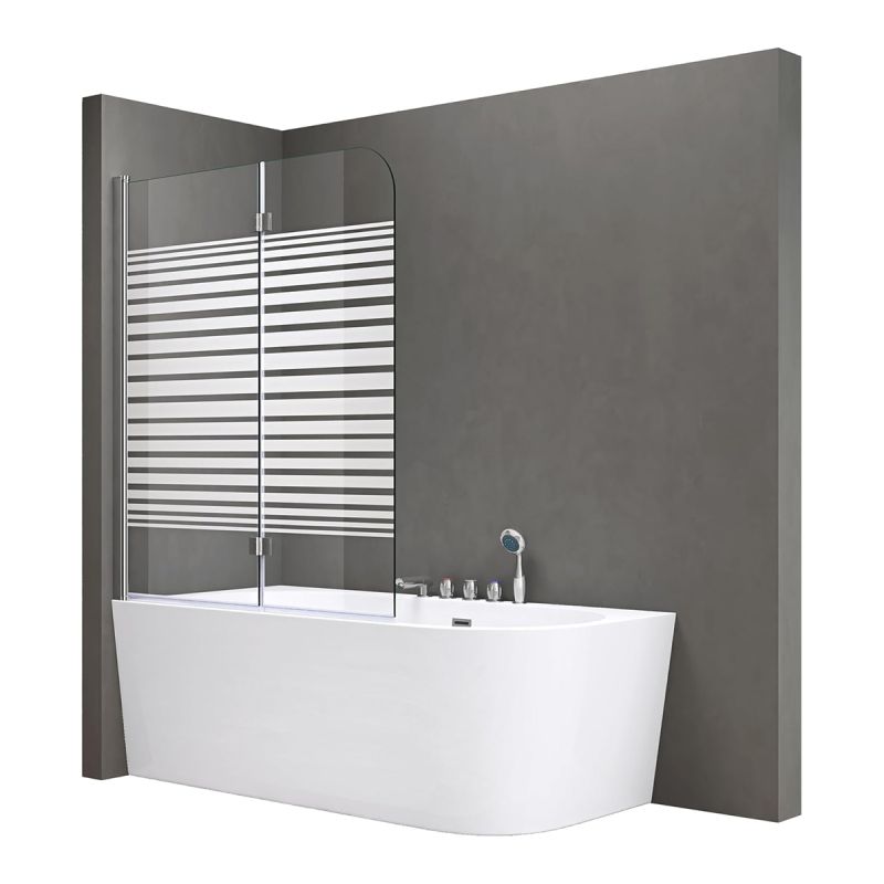 Paravan cada pliabil EGO-1408S, 120x140 cm, sticla sablata partial 6 mm, pivotant 180°, tratament Nano Easy Clean