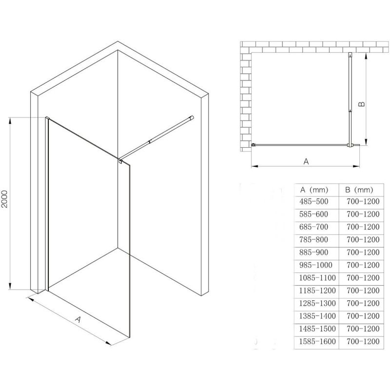 Perete dus Walk-In, EGO-01VS, sticla securizata Mata 10 mm, 120 si 140 cm, Lotus Efect
