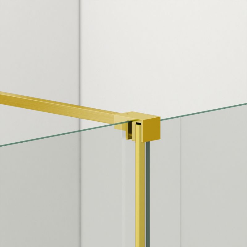 Perete dus Walk-In, sticla securizata de 6 mm, 2 elemente, glisant, dimensiuni 100-120x200 cm,  Auriu Mat, Benito