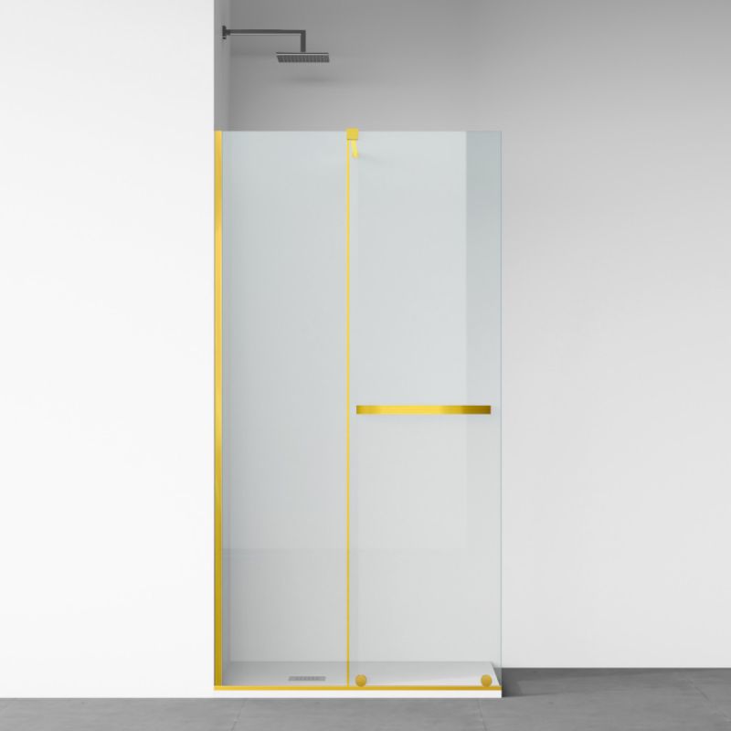Perete dus Walk-In, sticla securizata de 6 mm, 2 elemente, glisant, dimensiuni 100-120x200 cm,  Auriu Mat, Benito