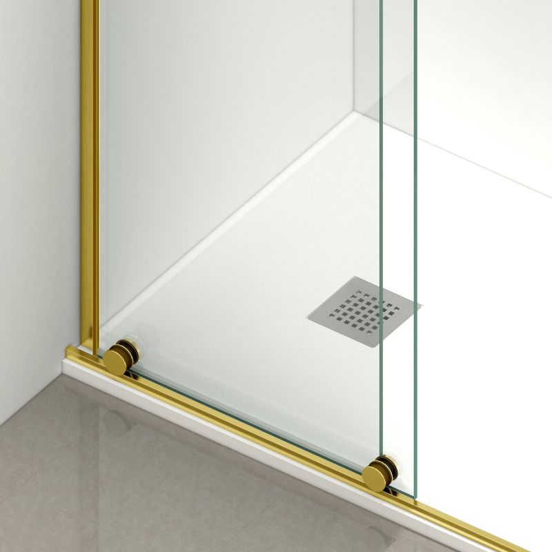 Perete dus Walk-In, sticla securizata de 6 mm, 2 elemente, glisant, dimensiuni 100-120x200 cm,  Auriu Mat, Benito