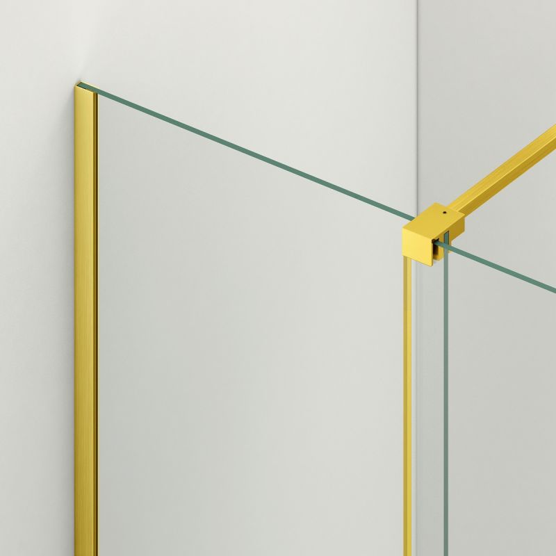 Perete dus Walk-In, sticla securizata de 6 mm, 2 elemente, glisant, dimensiuni 100-120x200 cm,  Auriu Mat, Benito