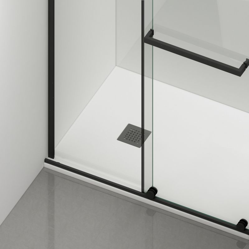 Perete dus Walk-In, sticla securizata de 6 mm, 2 elemente, glisant, dimensiuni 100-120x200 cm,  Negru Mat, Benito