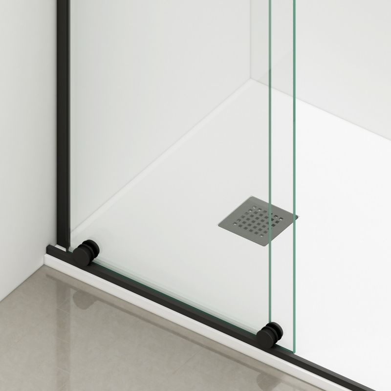 Perete dus Walk-In, sticla securizata de 6 mm, 2 elemente, glisant, dimensiuni 100-120x200 cm,  Negru Mat, Benito