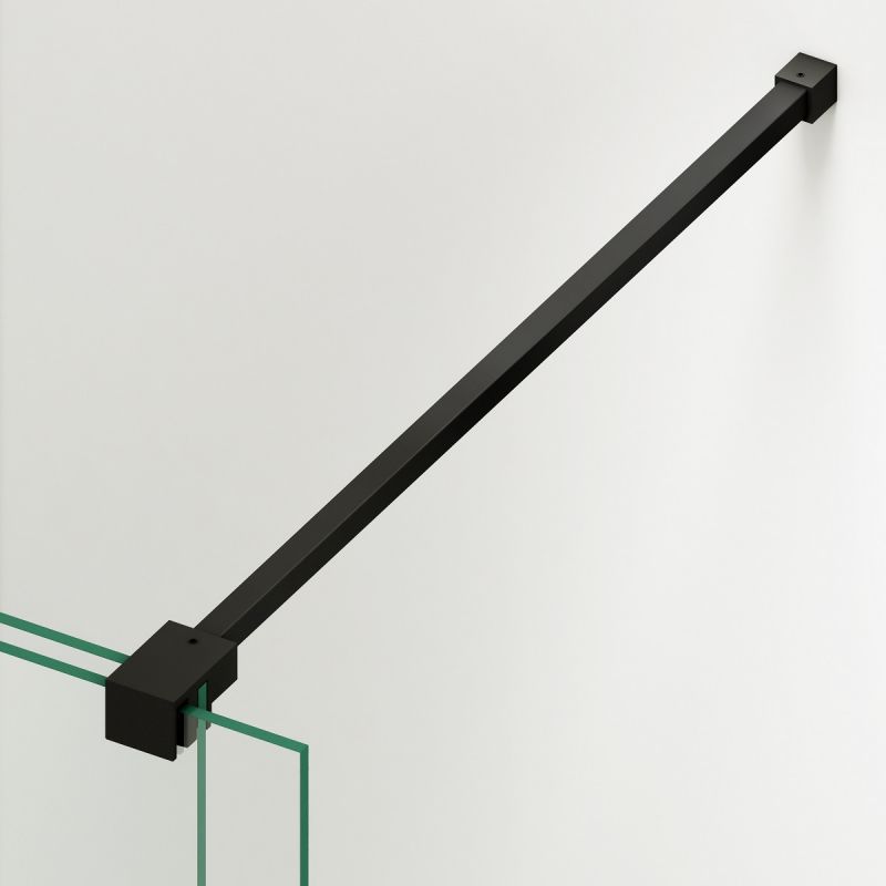 Perete dus Walk-In, sticla securizata de 6 mm, 2 elemente, glisant, dimensiuni 100-120x200 cm,  Negru Mat, Benito