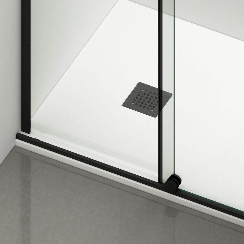 Perete dus Walk-In, sticla securizata de 6 mm, 2 elemente, glisant, dimensiuni 100-120x200 cm,  Negru Mat, Benito