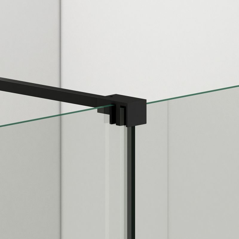 Perete dus Walk-In, sticla securizata de 6 mm, 2 elemente, glisant, dimensiuni 100-120x200 cm,  Negru Mat, Benito