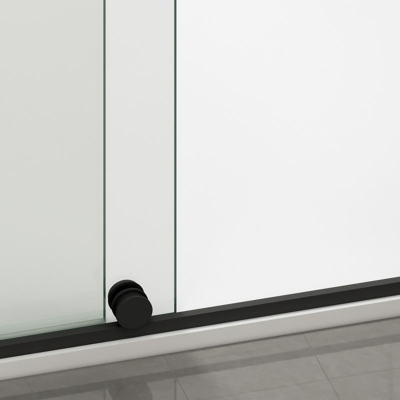Perete dus Walk-In, sticla securizata de 6 mm, 2 elemente, glisant, dimensiuni 100-120x200 cm,  Negru Mat, Benito